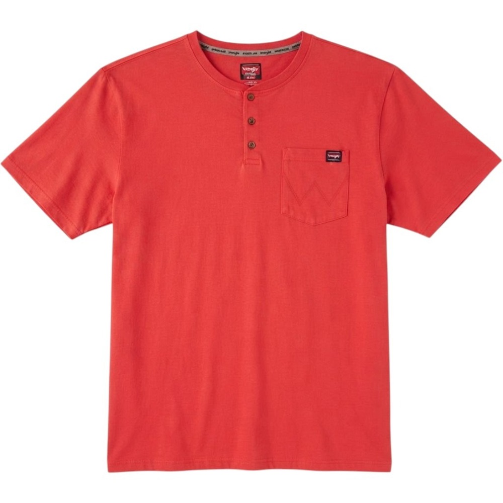 Wrangler Workwear Mens Red Short Sleeve Henley Pocket T-Shirt 3XL WW55179
